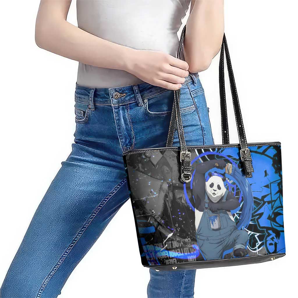 Panda Jujutsu Kaisen Leather Tote Bag Urban Graffiti Street Art Style