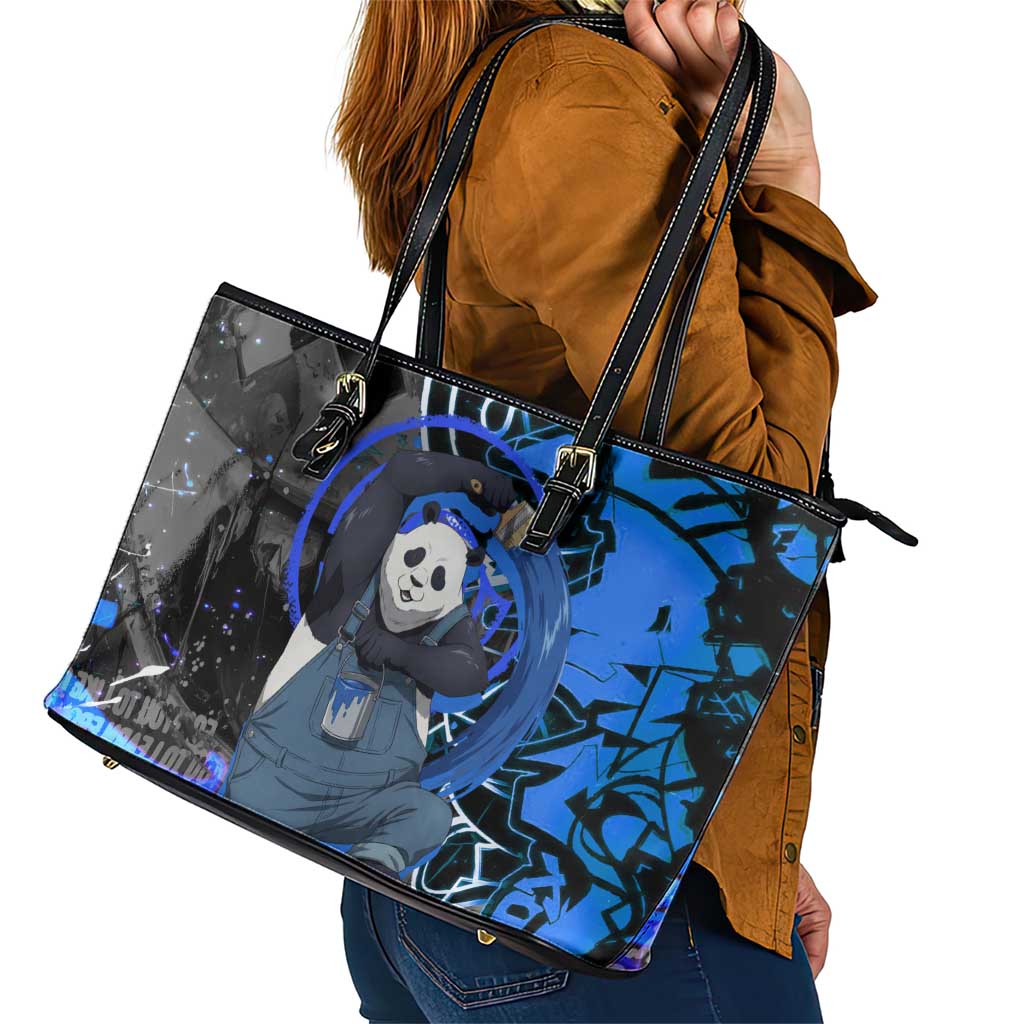 Panda Jujutsu Kaisen Leather Tote Bag Urban Graffiti Street Art Style