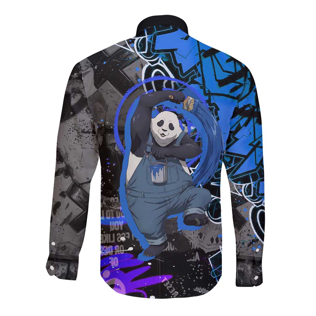 Panda Jujutsu Kaisen Long Sleeve Button Shirt Urban Graffiti Street Art Style