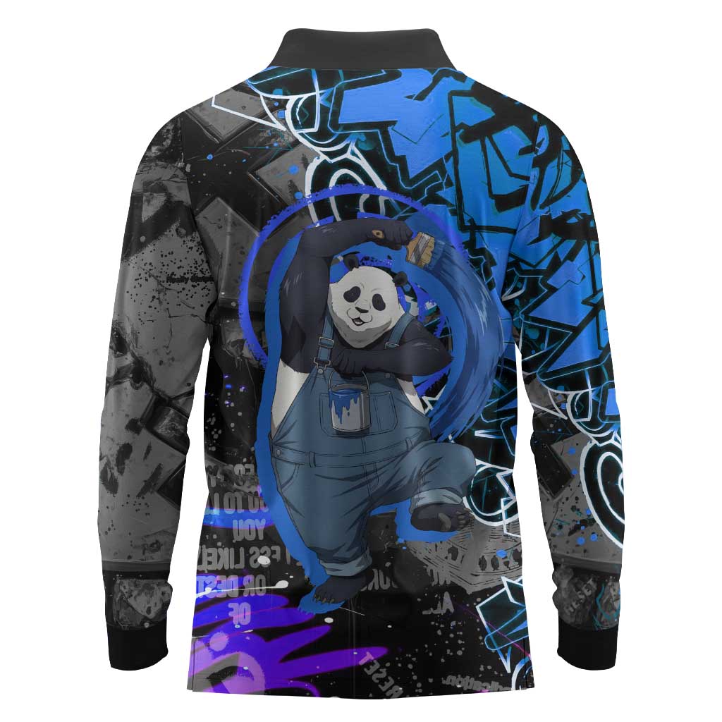 Panda Jujutsu Kaisen Long Sleeve Polo Shirt Urban Graffiti Street Art Style