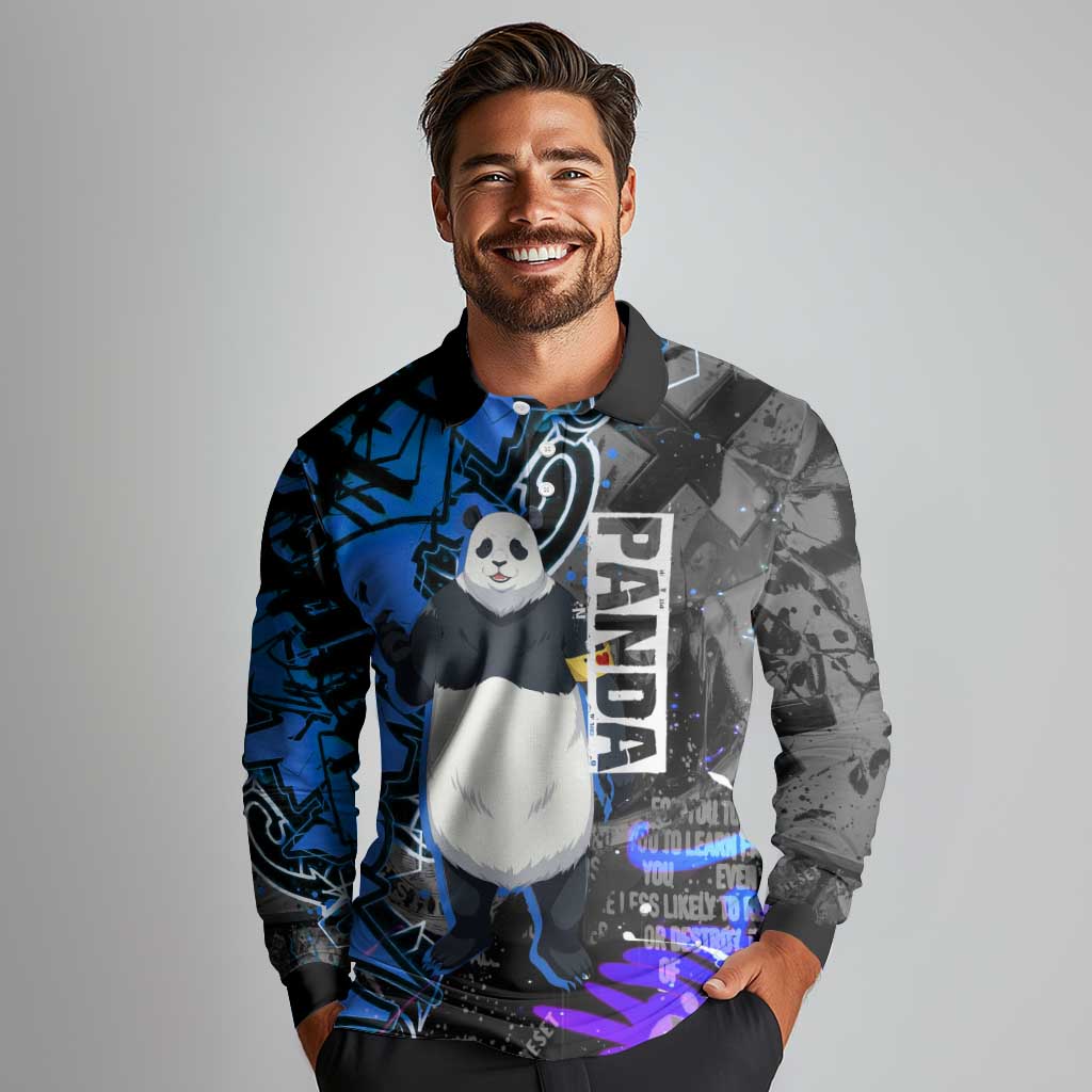 Panda Jujutsu Kaisen Long Sleeve Polo Shirt Urban Graffiti Street Art Style