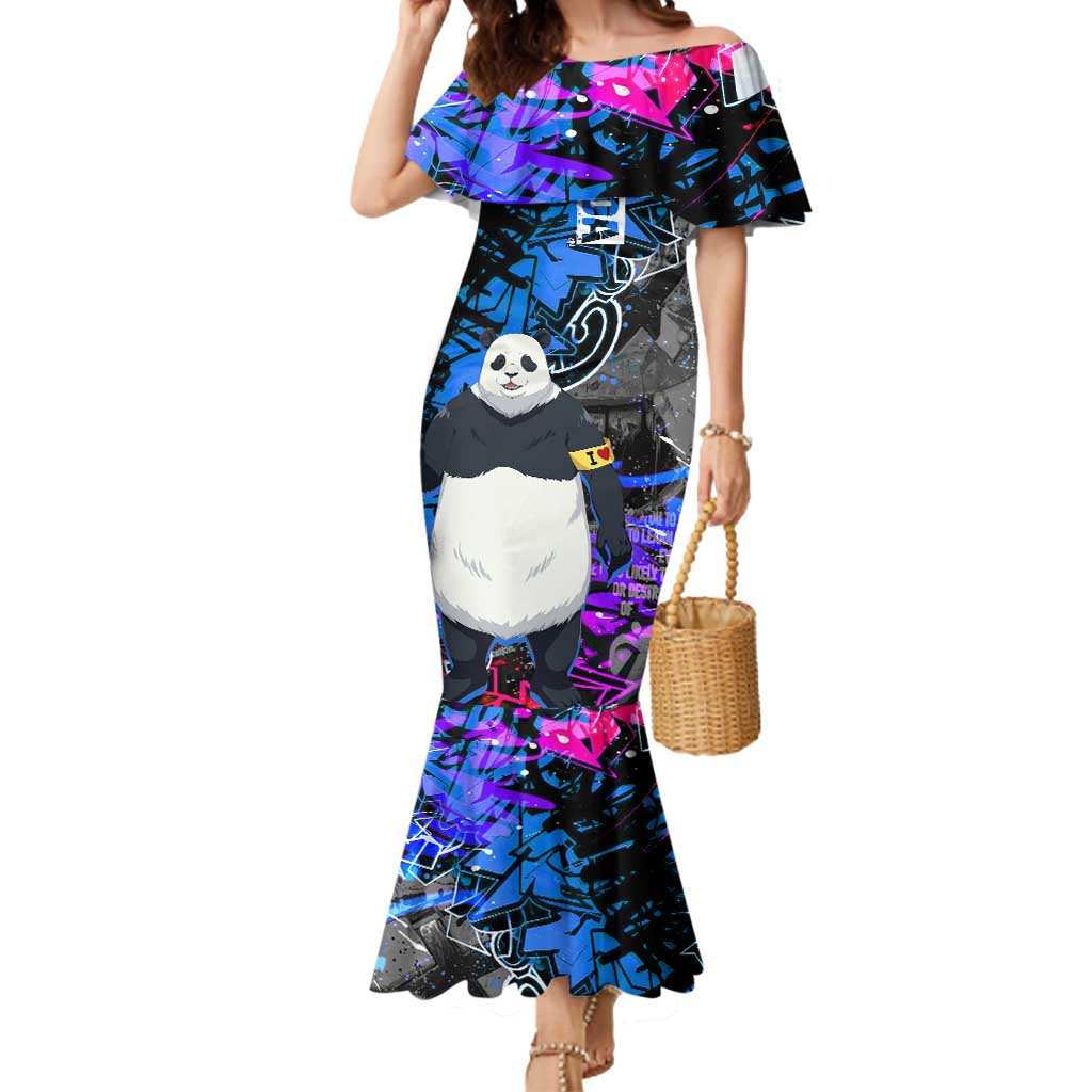 Panda Jujutsu Kaisen Mermaid Dress Urban Graffiti Street Art Style