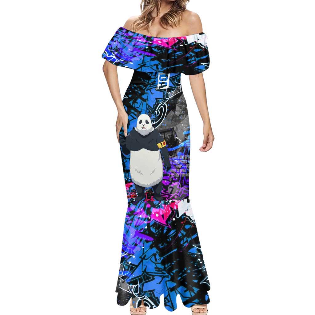 Panda Jujutsu Kaisen Mermaid Dress Urban Graffiti Street Art Style