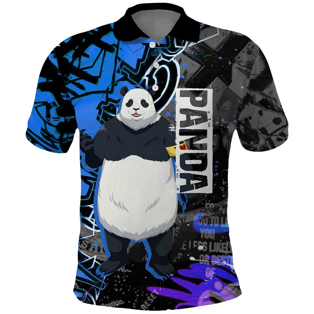 Panda Jujutsu Kaisen Polo Shirt Urban Graffiti Street Art Style