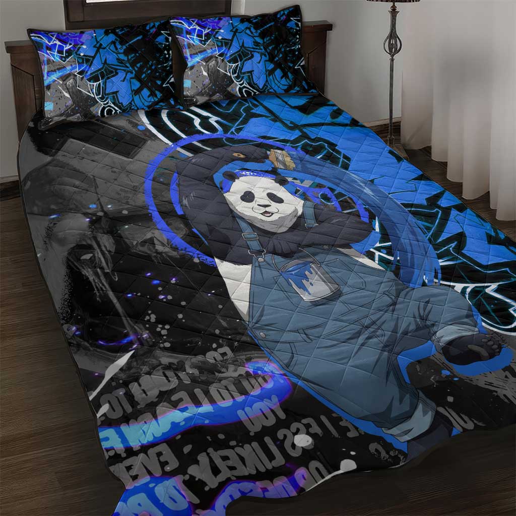 Panda Jujutsu Kaisen Quilt Bed Set Urban Graffiti Street Art Style
