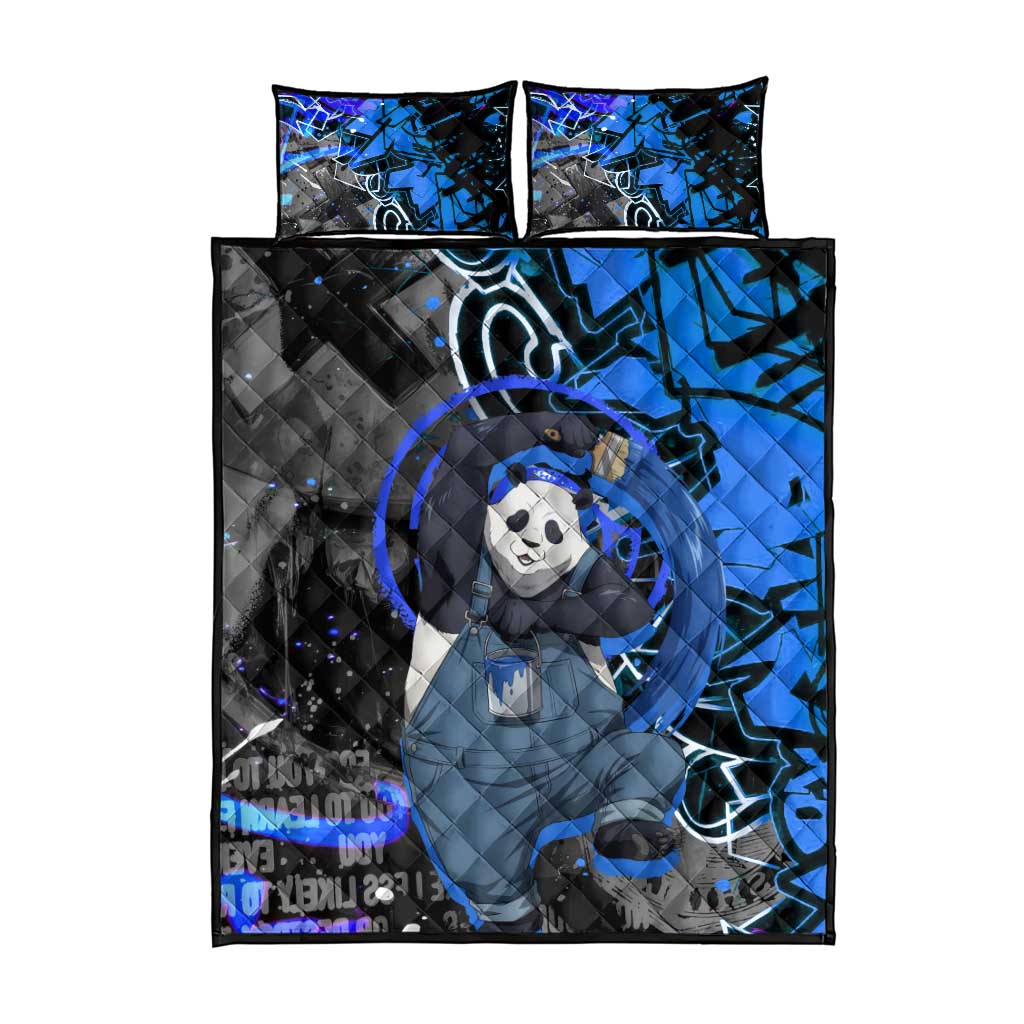 Panda Jujutsu Kaisen Quilt Bed Set Urban Graffiti Street Art Style