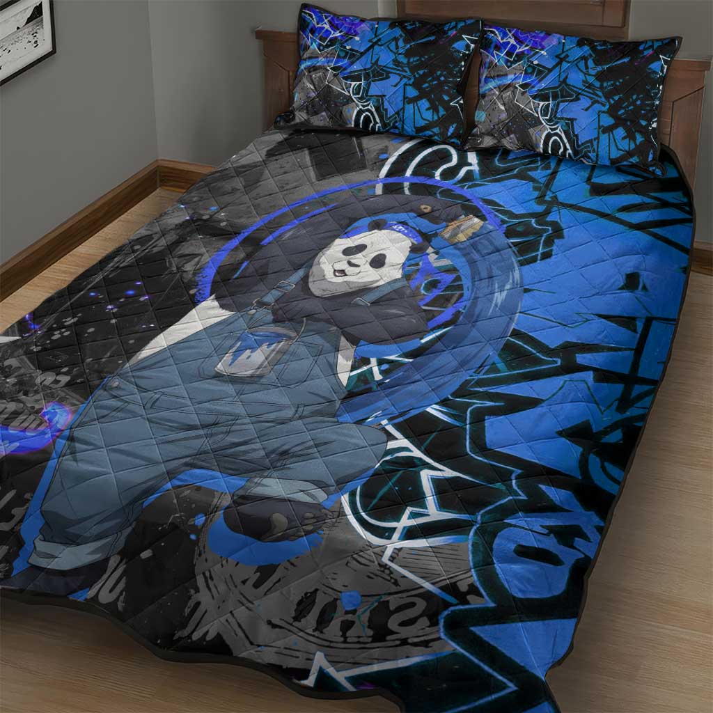Panda Jujutsu Kaisen Quilt Bed Set Urban Graffiti Street Art Style