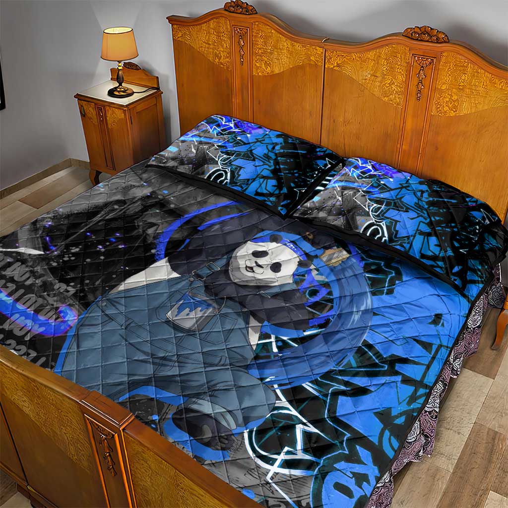 Panda Jujutsu Kaisen Quilt Bed Set Urban Graffiti Street Art Style