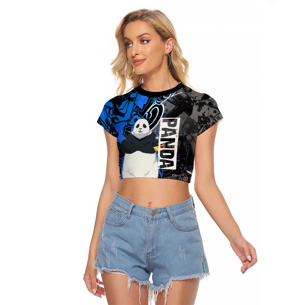 Panda Jujutsu Kaisen Raglan Cropped T Shirt Urban Graffiti Street Art Style