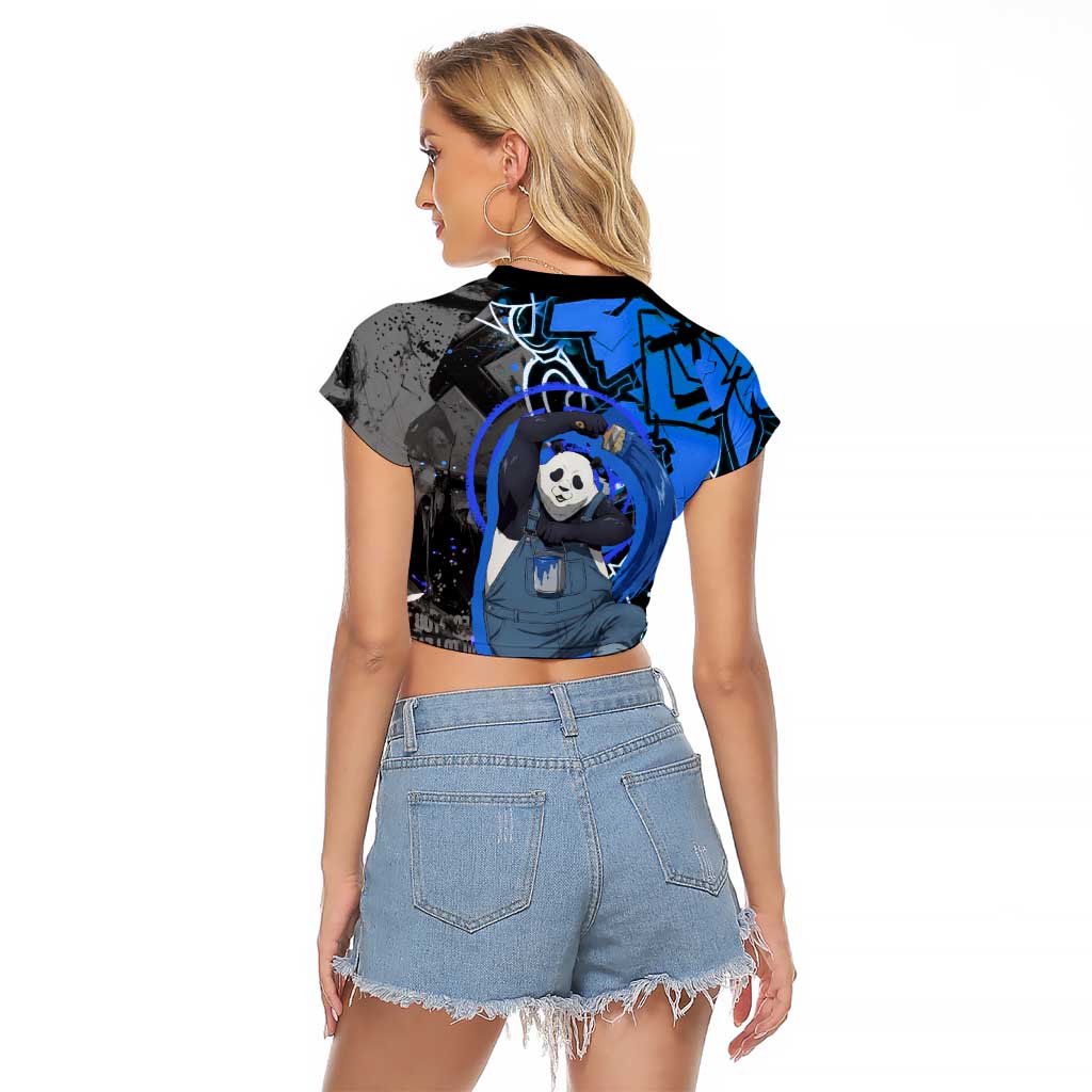 Panda Jujutsu Kaisen Raglan Cropped T Shirt Urban Graffiti Street Art Style