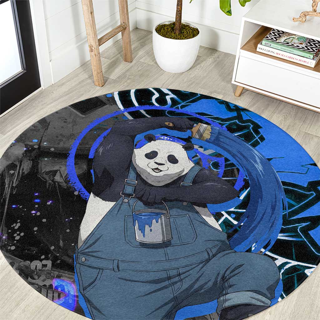 Panda Jujutsu Kaisen Round Carpet Urban Graffiti Street Art Style