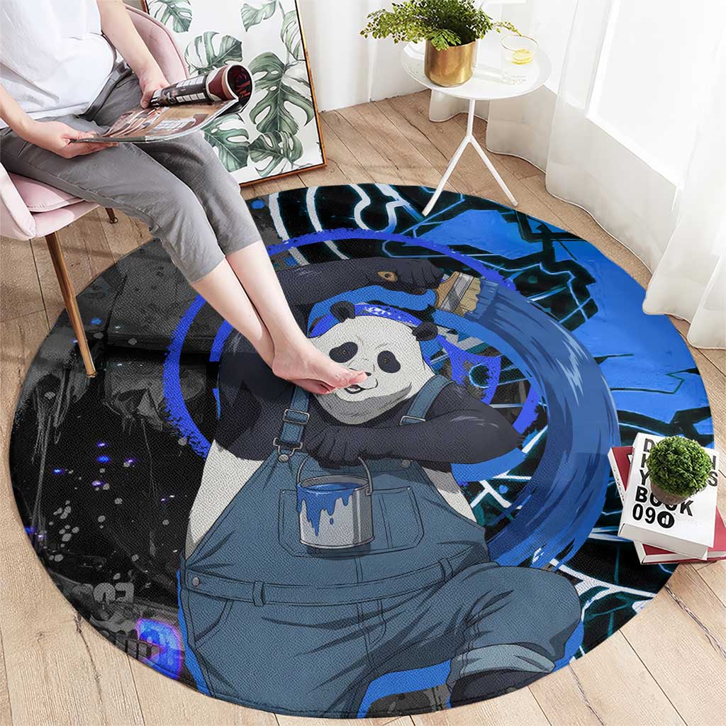 Panda Jujutsu Kaisen Round Carpet Urban Graffiti Street Art Style