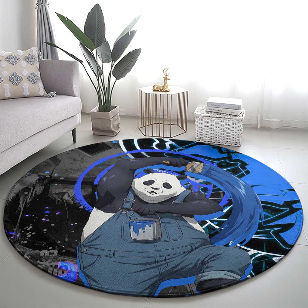 Panda Jujutsu Kaisen Round Carpet Urban Graffiti Street Art Style