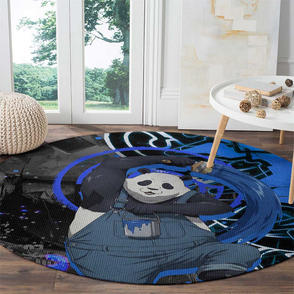 Panda Jujutsu Kaisen Round Carpet Urban Graffiti Street Art Style