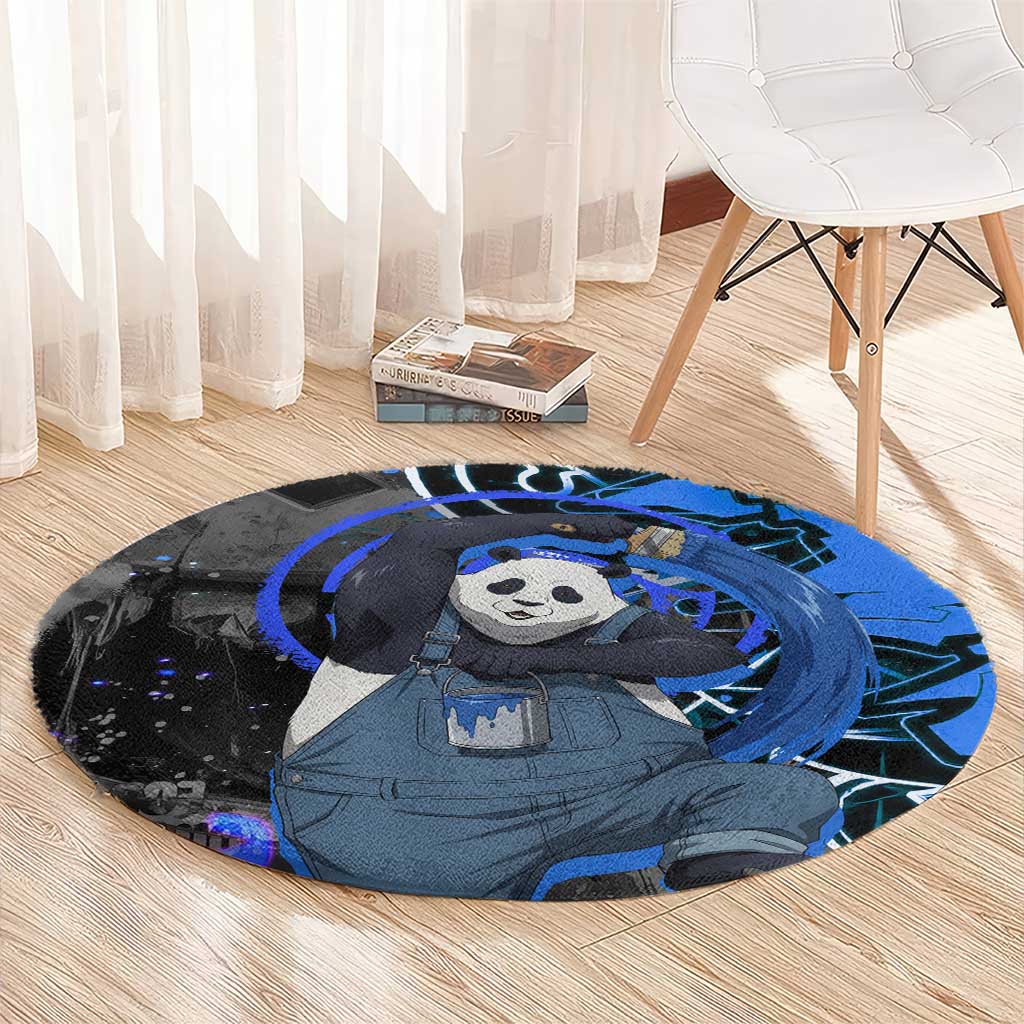 Panda Jujutsu Kaisen Round Carpet Urban Graffiti Street Art Style
