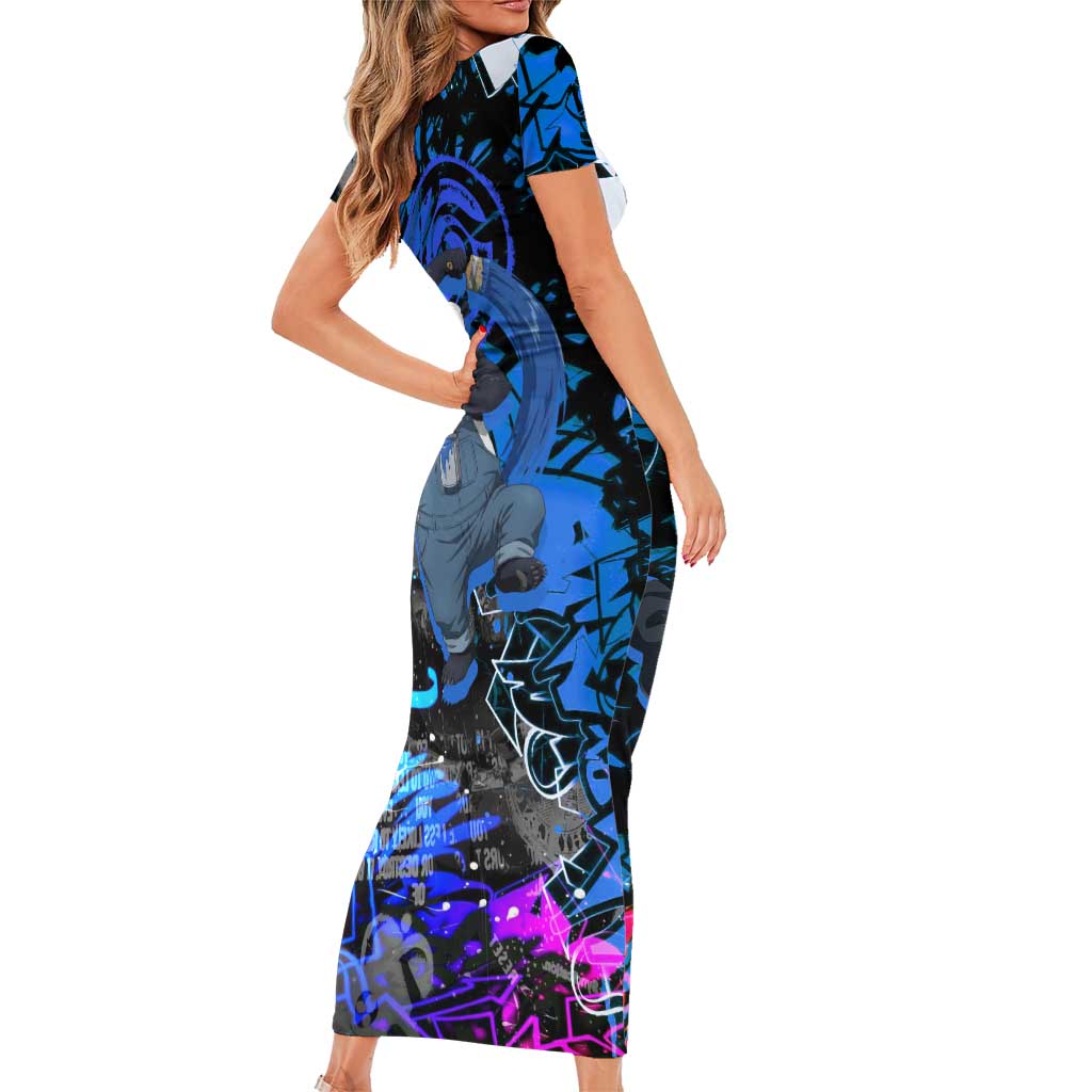Panda Jujutsu Kaisen Short Sleeve Bodycon Dress Urban Graffiti Street Art Style