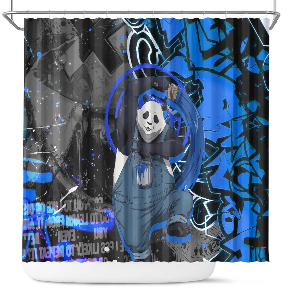 Panda Jujutsu Kaisen Shower Curtain Urban Graffiti Street Art Style