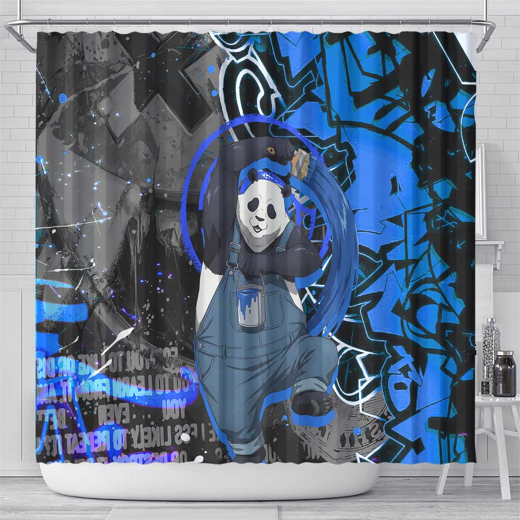 Panda Jujutsu Kaisen Shower Curtain Urban Graffiti Street Art Style