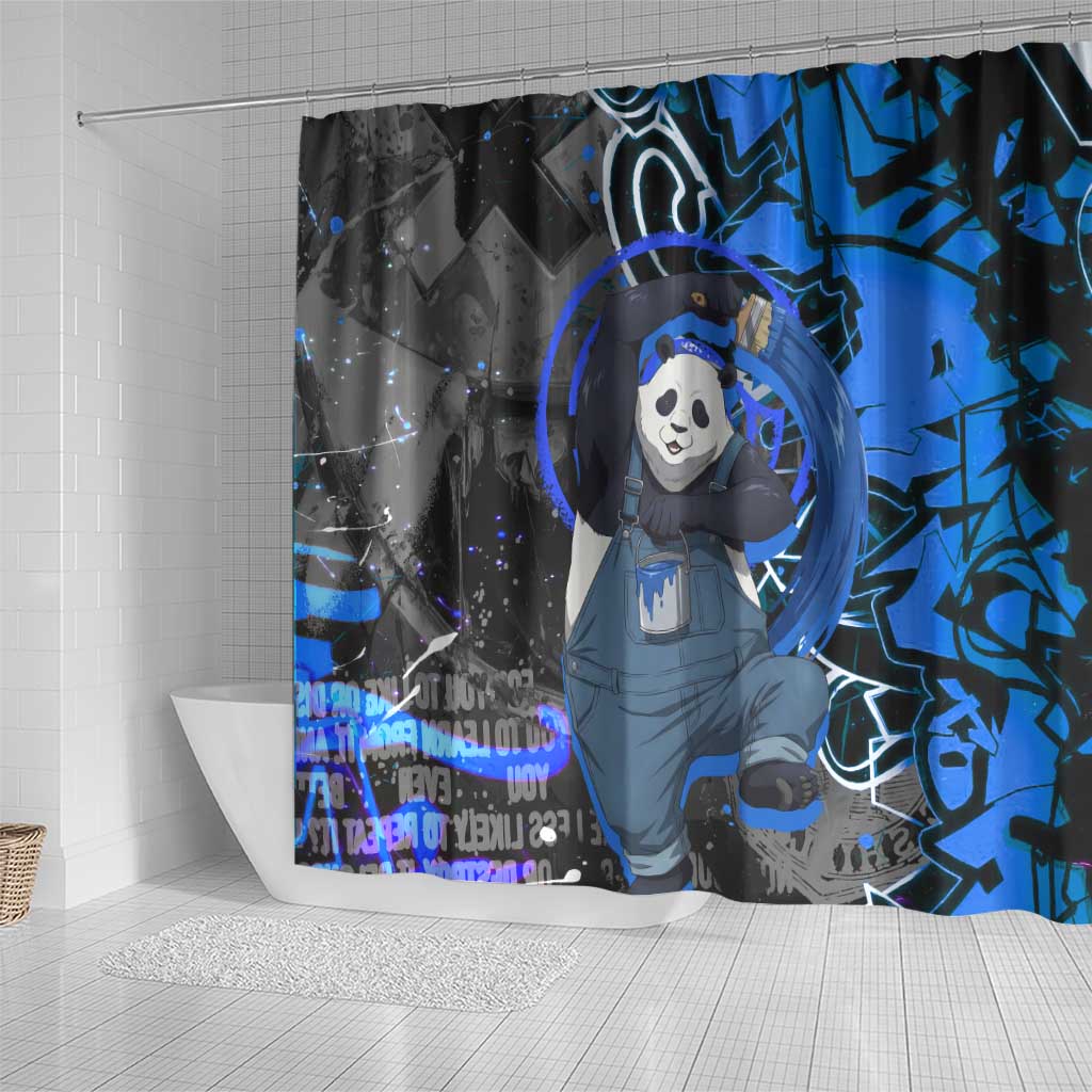Panda Jujutsu Kaisen Shower Curtain Urban Graffiti Street Art Style
