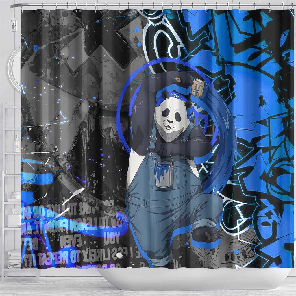 Panda Jujutsu Kaisen Shower Curtain Urban Graffiti Street Art Style