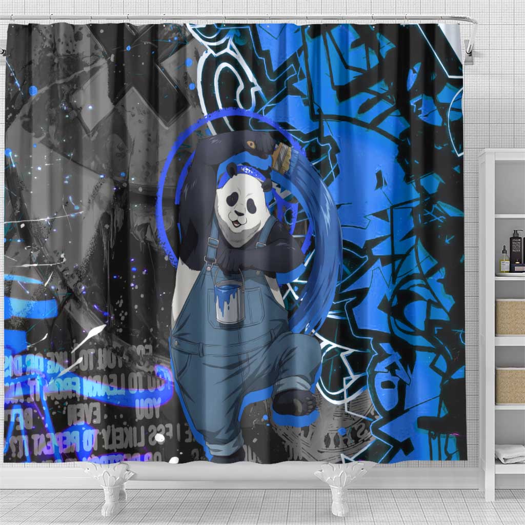 Panda Jujutsu Kaisen Shower Curtain Urban Graffiti Street Art Style