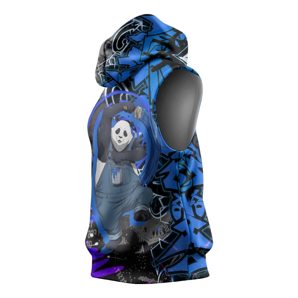Panda Jujutsu Kaisen Sleeveless Hoodie Urban Graffiti Street Art Style