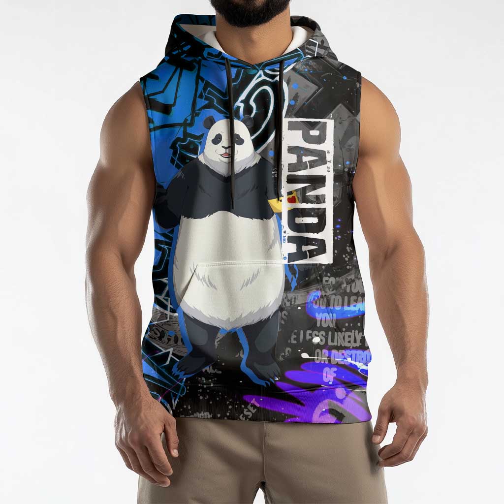 Panda Jujutsu Kaisen Sleeveless Hoodie Urban Graffiti Street Art Style