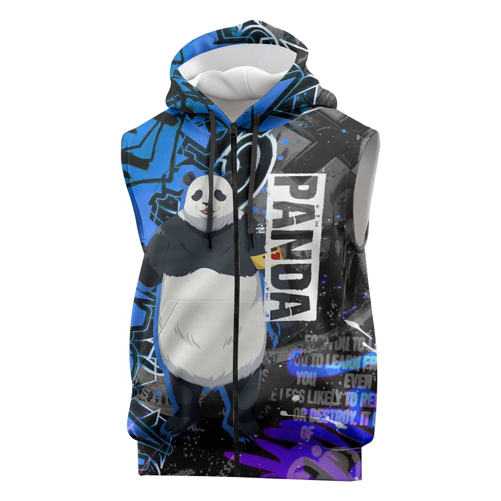 Panda Jujutsu Kaisen Sleeveless Zip Hoodie Urban Graffiti Street Art Style