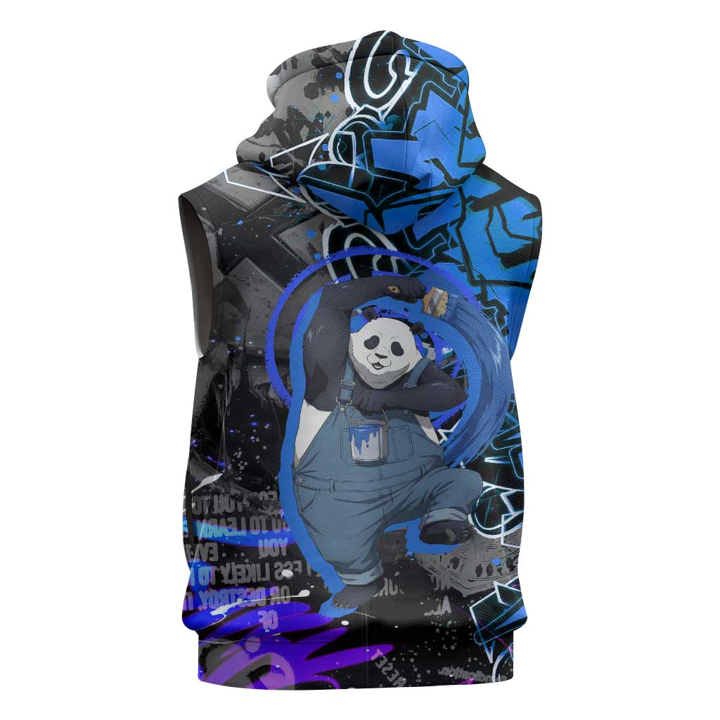 Panda Jujutsu Kaisen Sleeveless Zip Hoodie Urban Graffiti Street Art Style