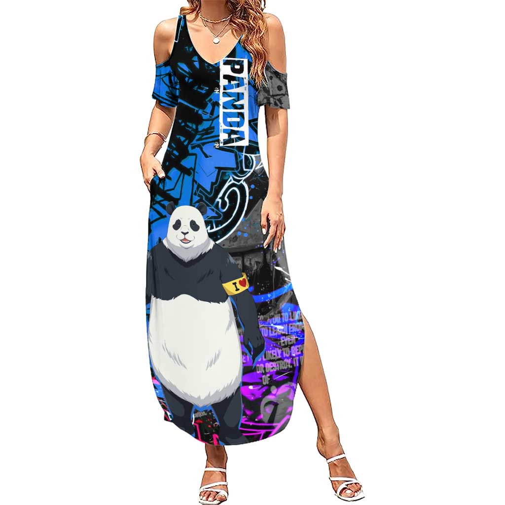 Panda Jujutsu Kaisen Summer Maxi Dress Urban Graffiti Street Art Style