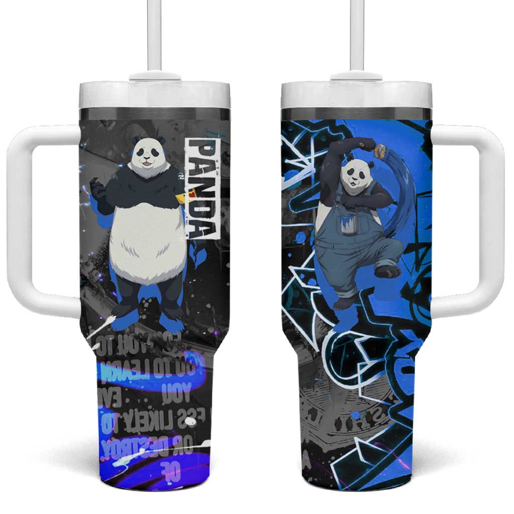 Panda Jujutsu Kaisen Tumbler With Handle Urban Graffiti Street Art Style