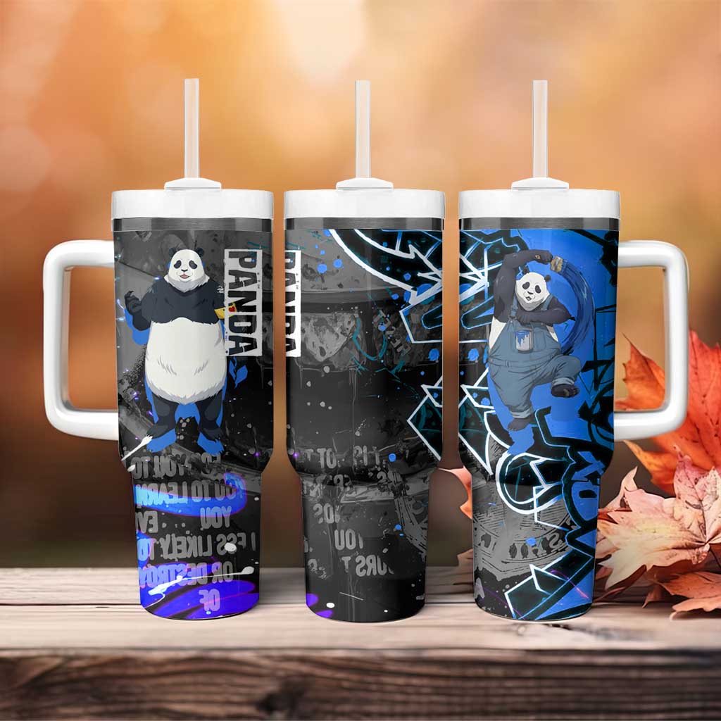 Panda Jujutsu Kaisen Tumbler With Handle Urban Graffiti Street Art Style