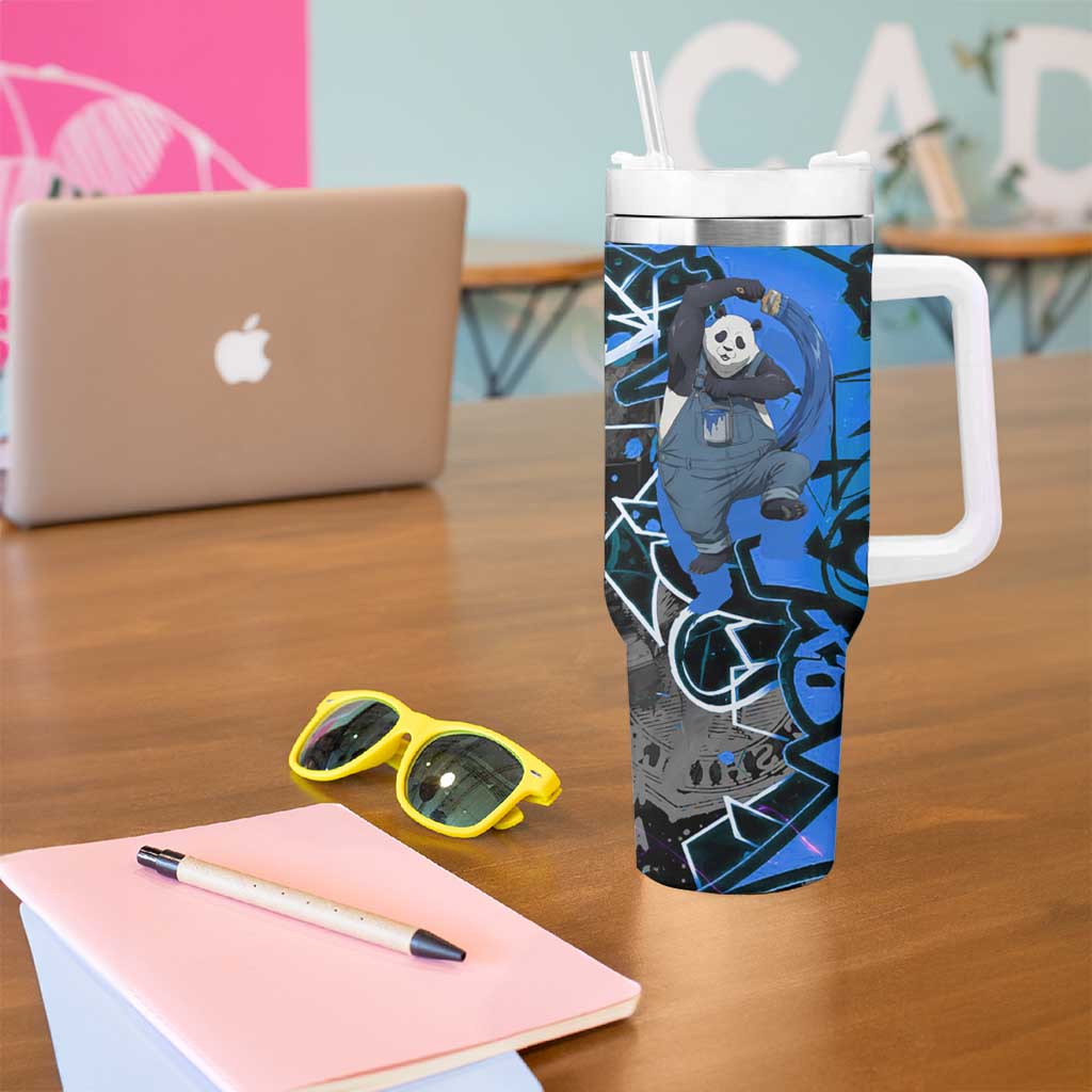 Panda Jujutsu Kaisen Tumbler With Handle Urban Graffiti Street Art Style