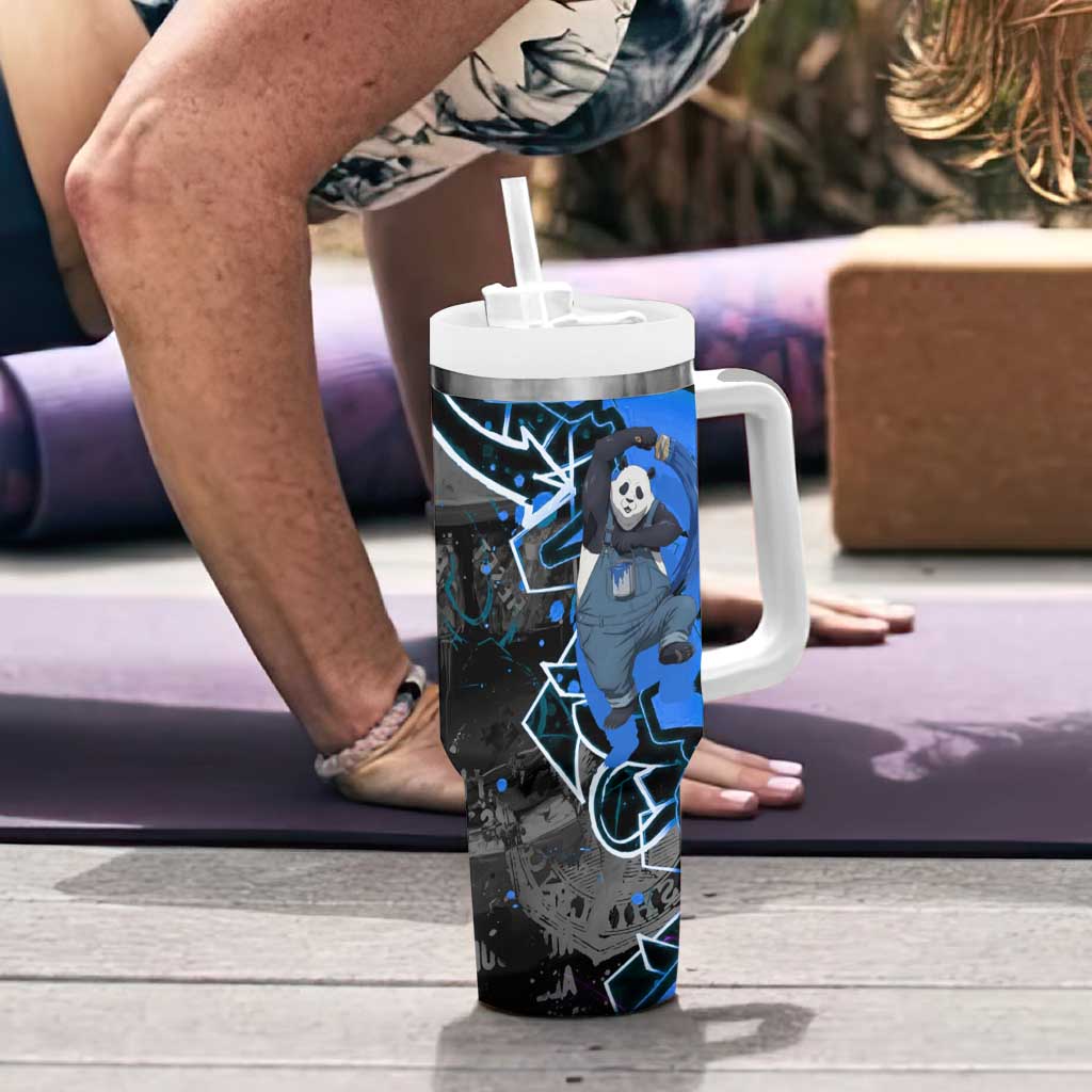 Panda Jujutsu Kaisen Tumbler With Handle Urban Graffiti Street Art Style