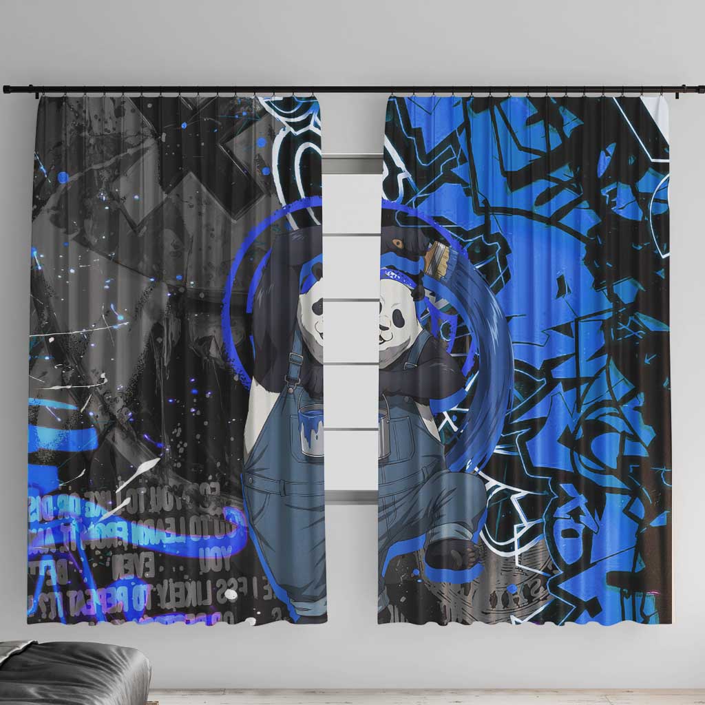 Panda Jujutsu Kaisen Window Curtain Urban Graffiti Street Art Style