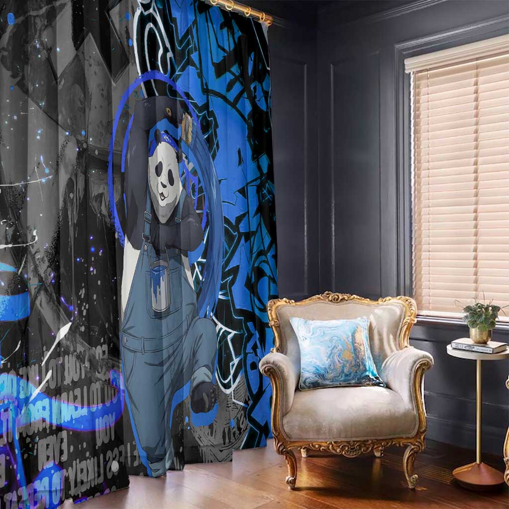 Panda Jujutsu Kaisen Window Curtain Urban Graffiti Street Art Style