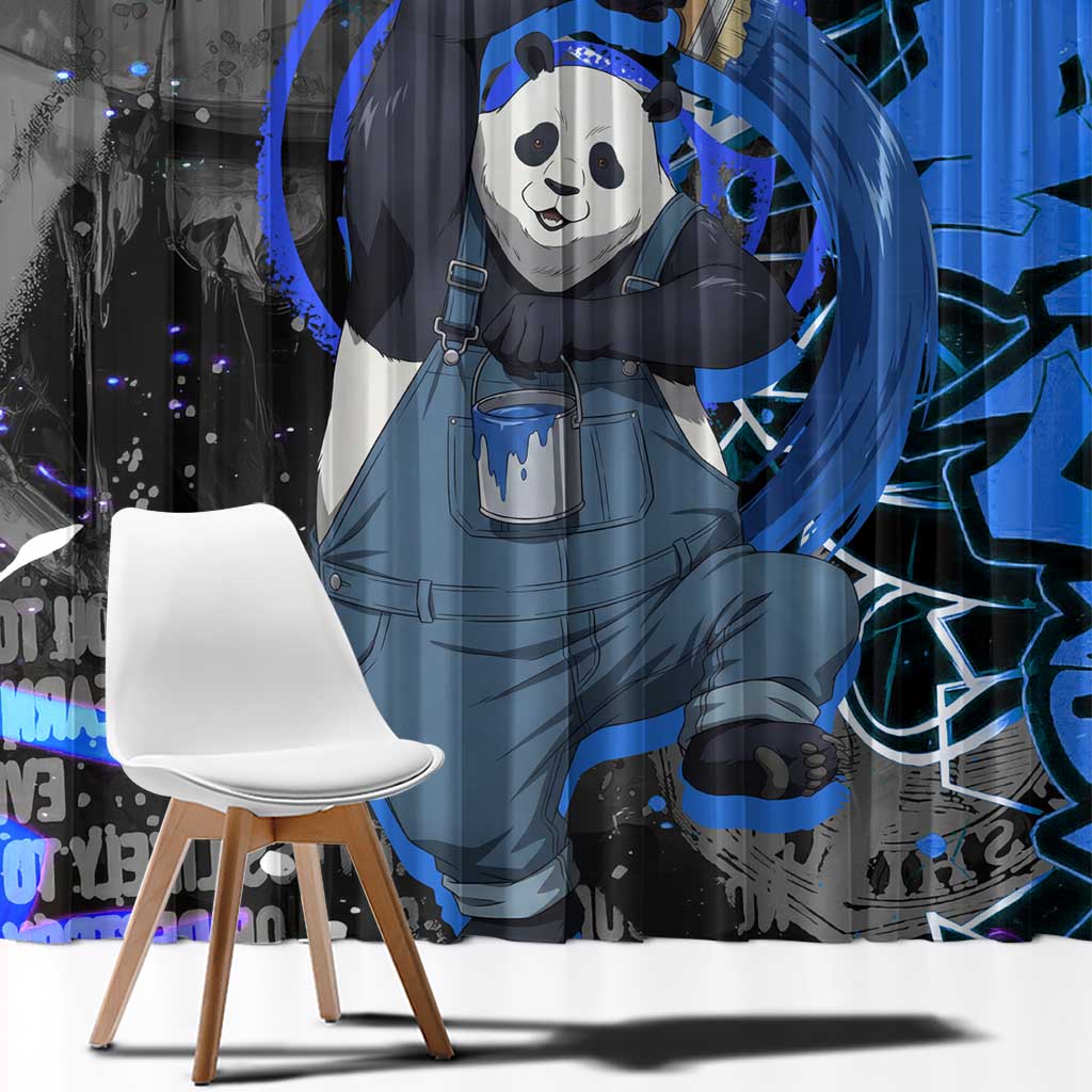 Panda Jujutsu Kaisen Window Curtain Urban Graffiti Street Art Style