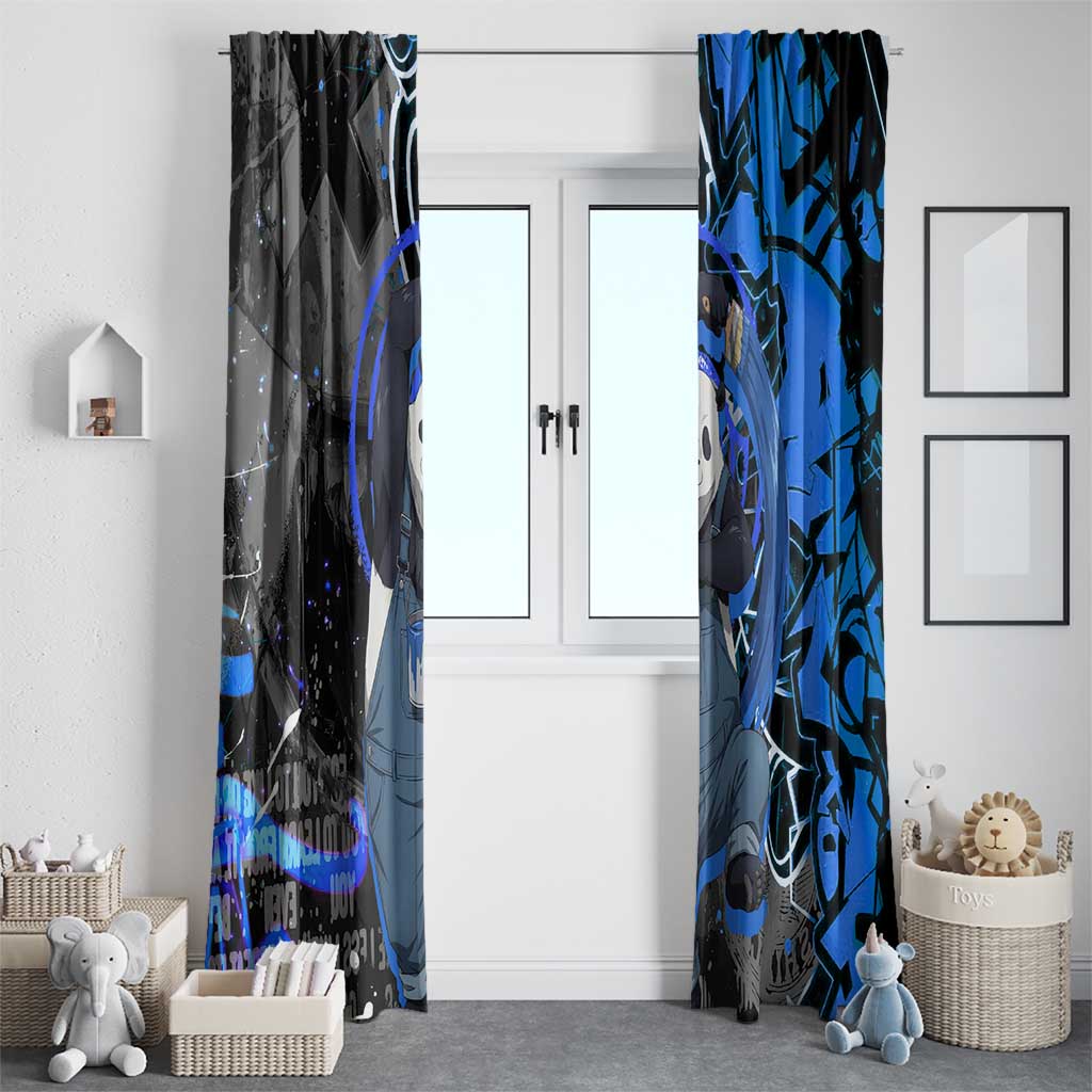 Panda Jujutsu Kaisen Window Curtain Urban Graffiti Street Art Style