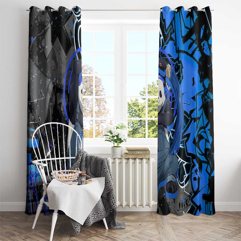 Panda Jujutsu Kaisen Window Curtain Urban Graffiti Street Art Style