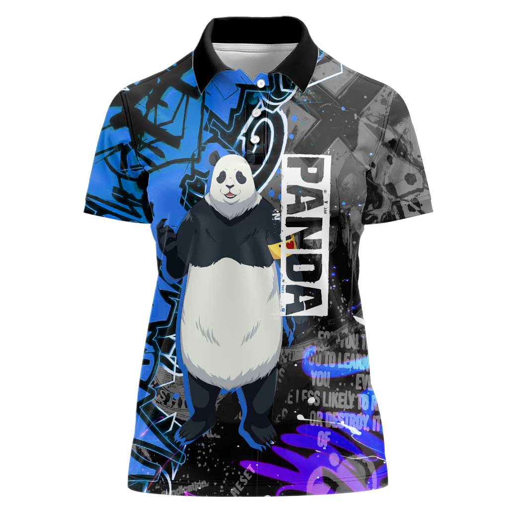 Panda Jujutsu Kaisen Women Polo Shirt Urban Graffiti Street Art Style