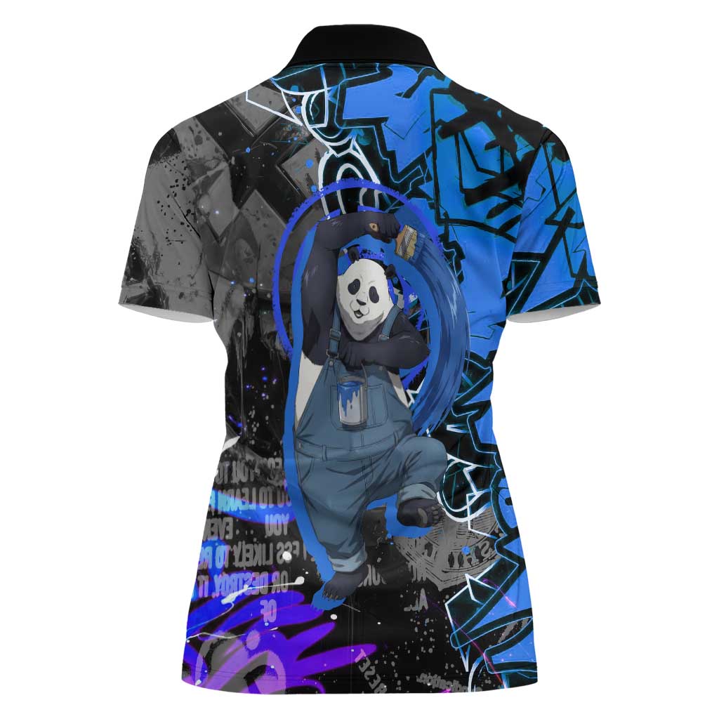 Panda Jujutsu Kaisen Women Polo Shirt Urban Graffiti Street Art Style
