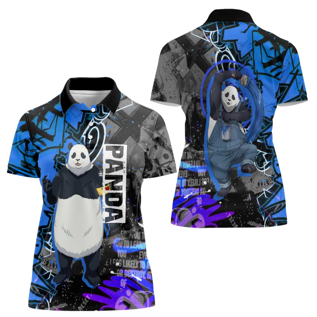 Panda Jujutsu Kaisen Women Polo Shirt Urban Graffiti Street Art Style