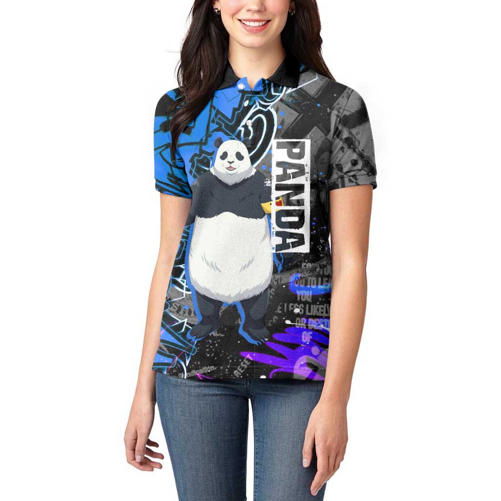 Panda Jujutsu Kaisen Women Polo Shirt Urban Graffiti Street Art Style