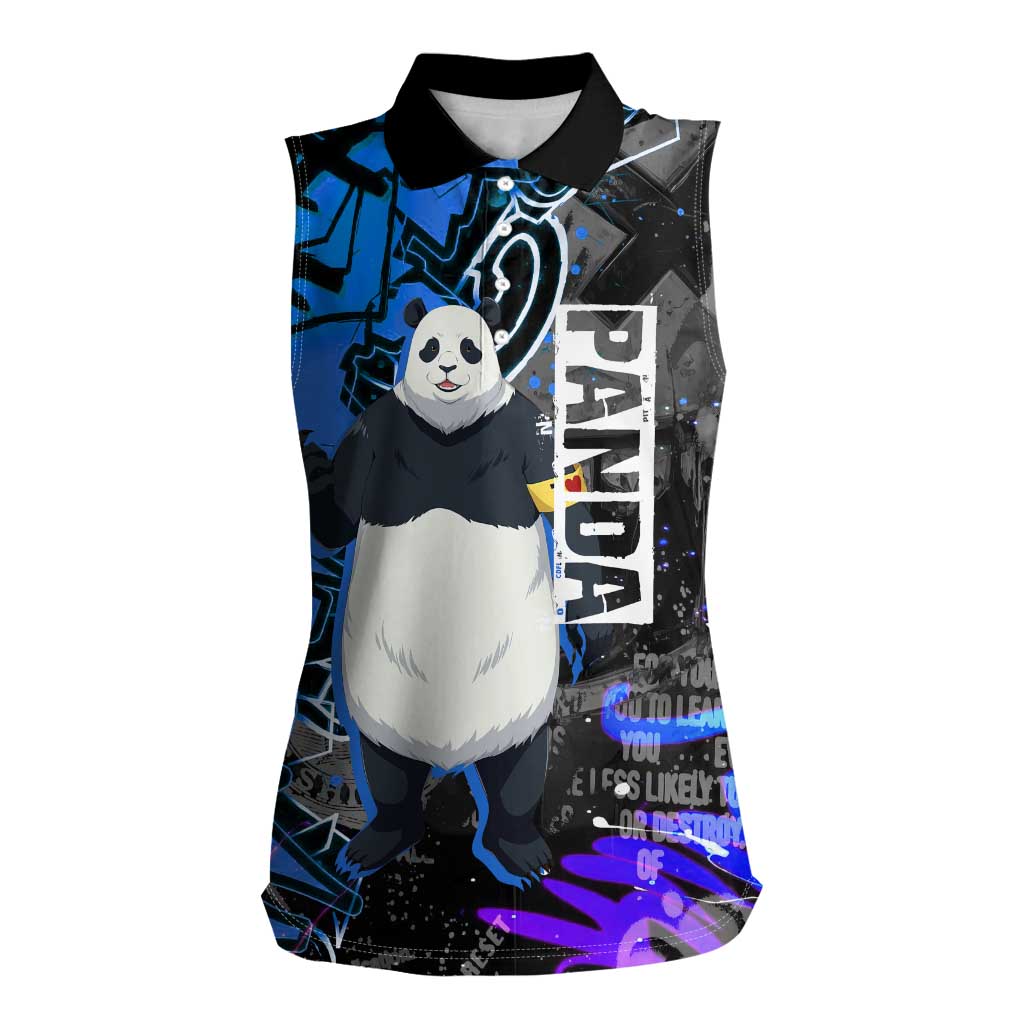 Panda Jujutsu Kaisen Women Sleeveless Polo Shirt Urban Graffiti Street Art Style