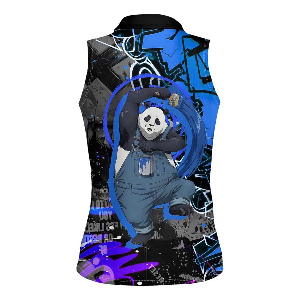 Panda Jujutsu Kaisen Women Sleeveless Polo Shirt Urban Graffiti Street Art Style