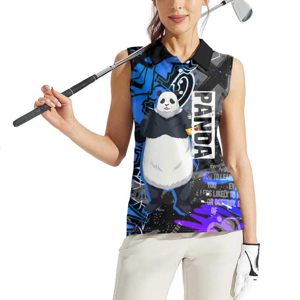 Panda Jujutsu Kaisen Women Sleeveless Polo Shirt Urban Graffiti Street Art Style