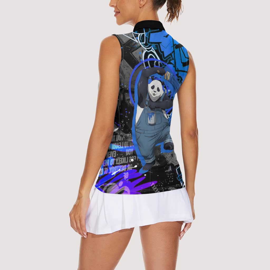 Panda Jujutsu Kaisen Women Sleeveless Polo Shirt Urban Graffiti Street Art Style