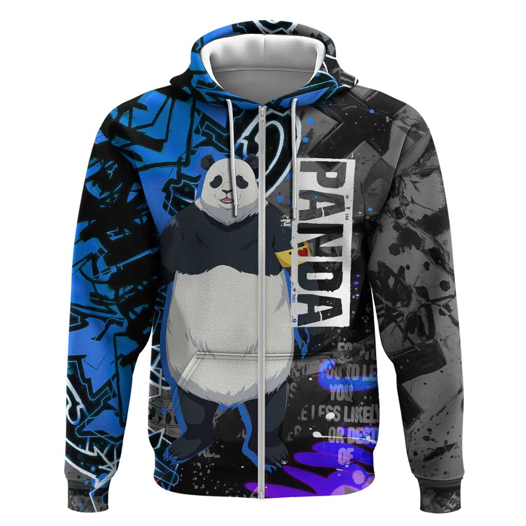 Panda Jujutsu Kaisen Zip Hoodie Urban Graffiti Street Art Style