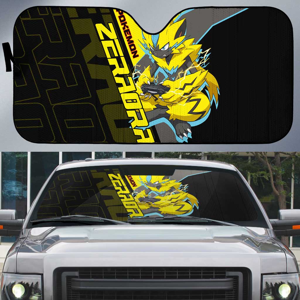 Zeraora Poké Auto Sun Shade Electric Neon Anime Style