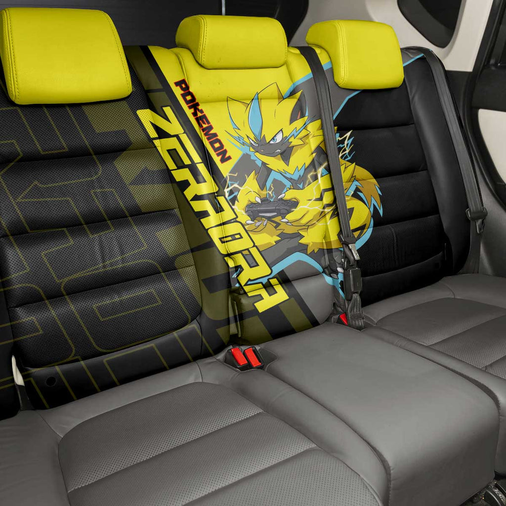 Zeraora Poké Back Car Seat Cover Electric Neon Anime Style